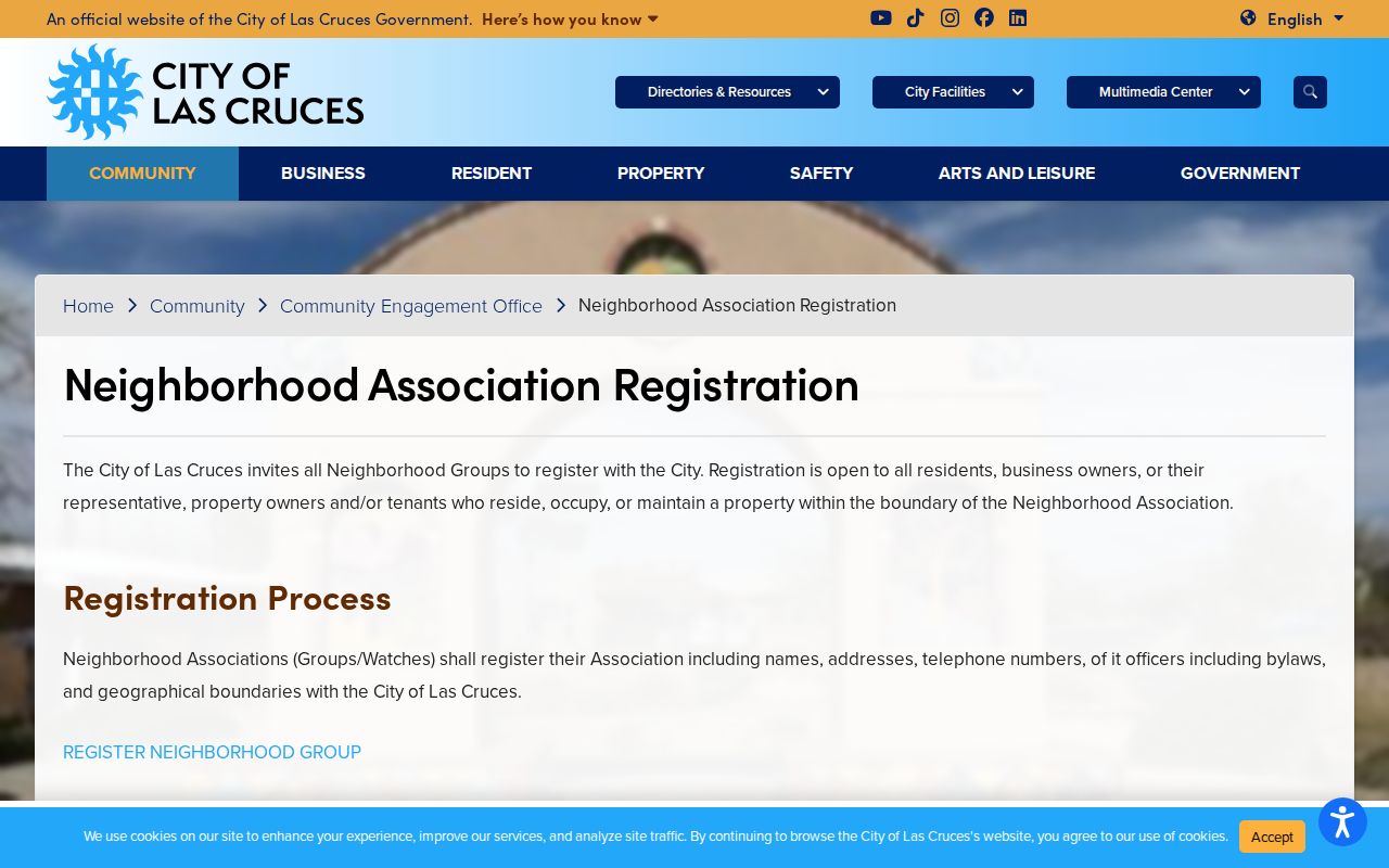 Doña Ana County neighbors neighborhood association registration information