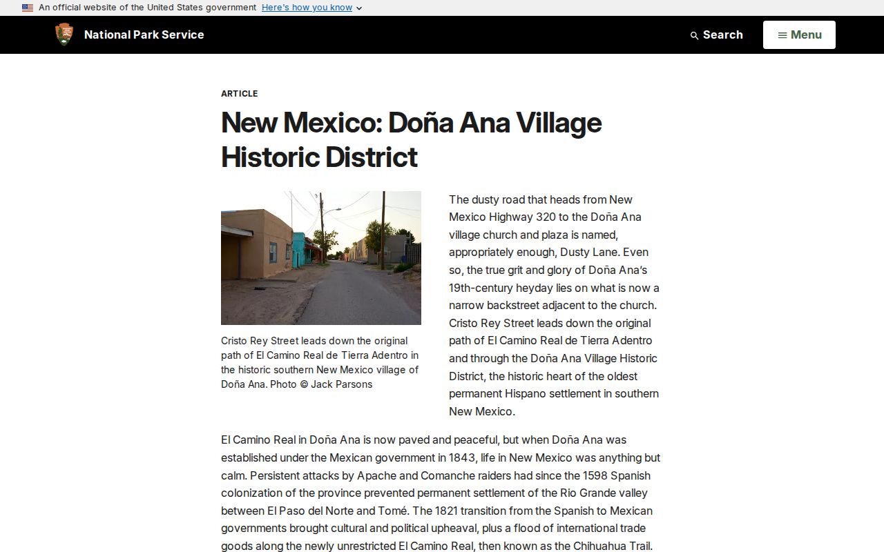 Doña Ana County ZIP code directory historic village geography