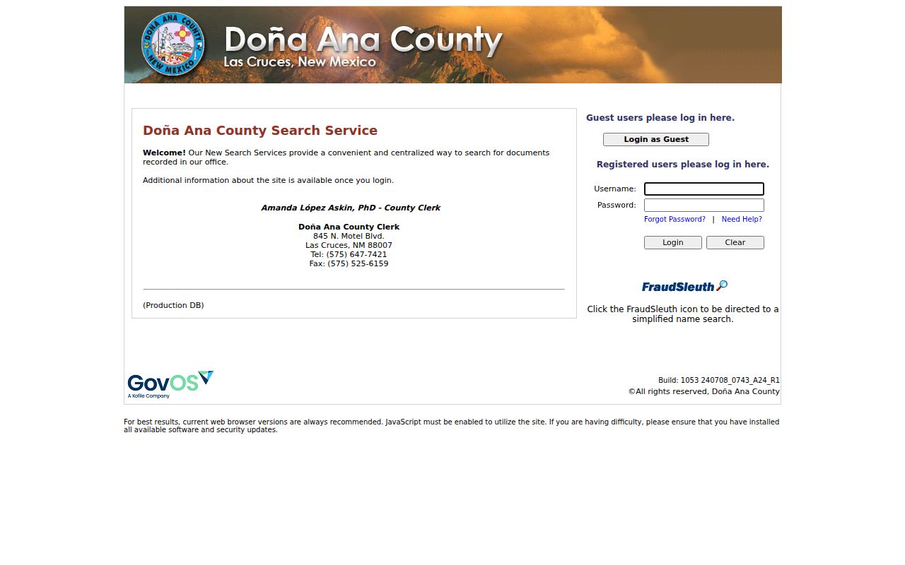Doña Ana County residents directory recorded documents search service