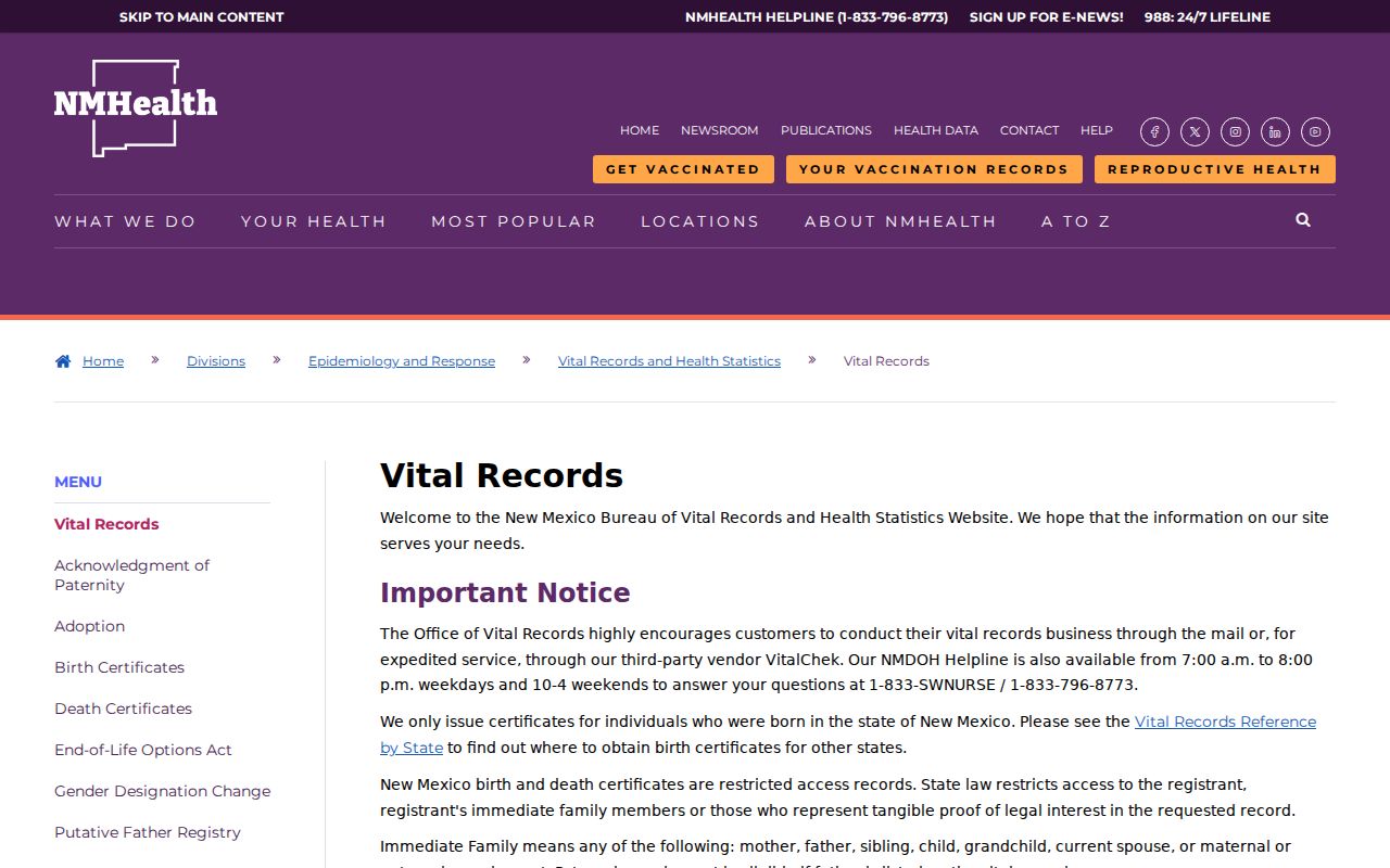 Doña Ana County resident lookup New Mexico vital records program
