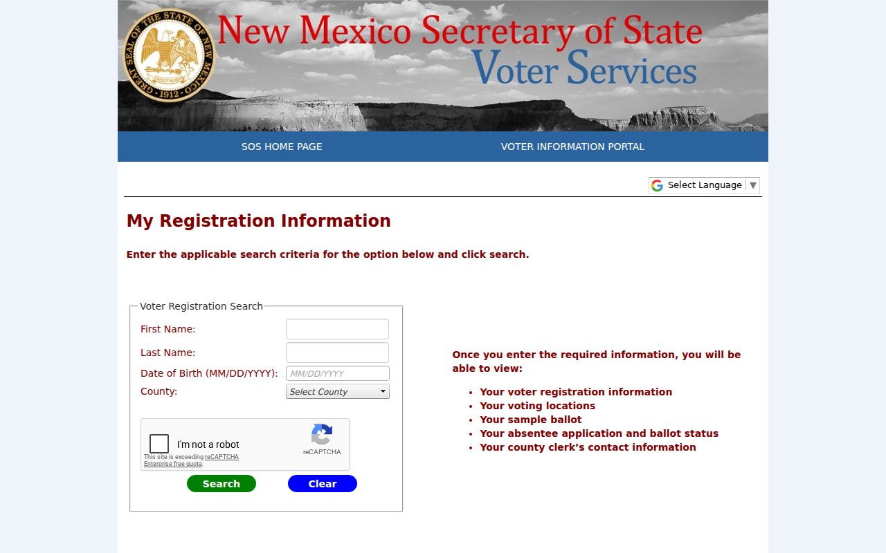 Doña Ana County resident lookup voter self-check form